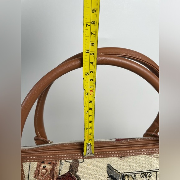 Signare Tapestry Brown Puppies Dog  Tote Hand Bag Large Rare Novelty - Picture 14 of 15